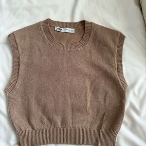 Zara Tan Crew Neck Sweater